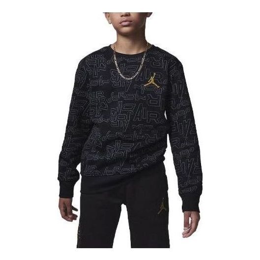(GS) Air Jordan Take Flight Black and Gold Fleece Crew 'Black' 95C802-023 sold by KicksCrew