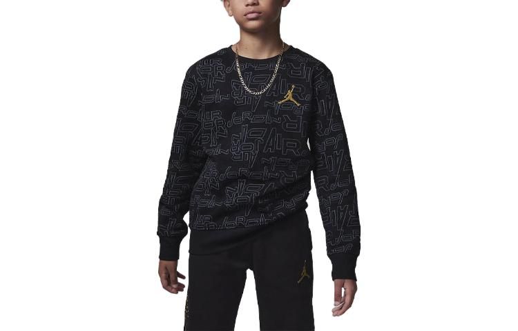(GS) Air Jordan Take Flight Black and Gold Fleece Crew 'Black' 95C802-023 sold by KicksCrew product image thumbnail 2