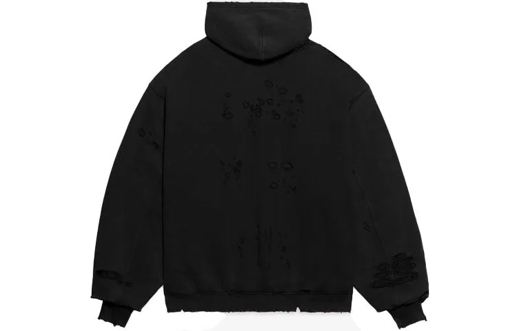 Balenciaga Caps Destroyed Hoodie 'Black White' 659403TKVB61093 sold by KicksCrew product image thumbnail 2