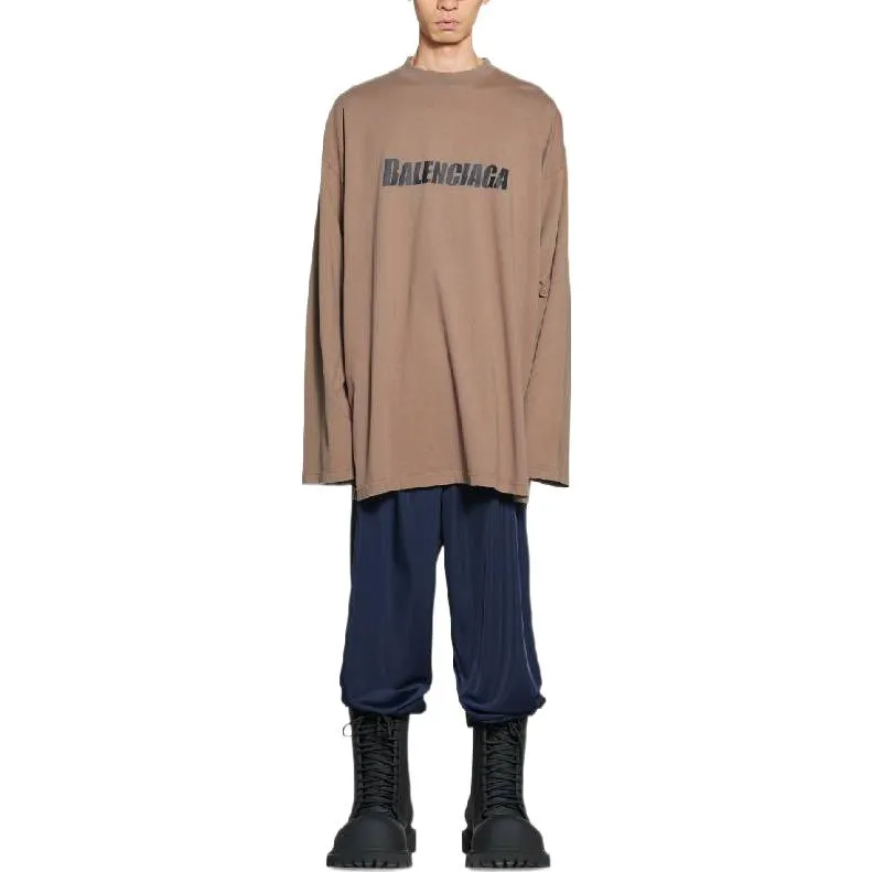Balenciaga Caps Oversized Long Sleeve T-Shirt 'Khaki' 681046TNVL17761 sold by KicksCrew product image thumbnail 3