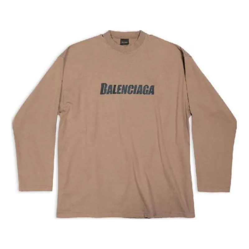 Balenciaga Caps Oversized Long Sleeve T-Shirt 'Khaki' 681046TNVL17761 sold by KicksCrew