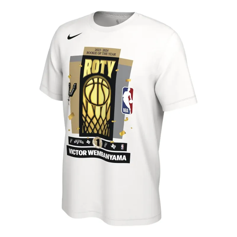 Nike NBA Victor Wembanyama San Antonio Spurs 2024 Rookie of the Year T-Shirt 'White' IB1669-100 sold by KicksCrew