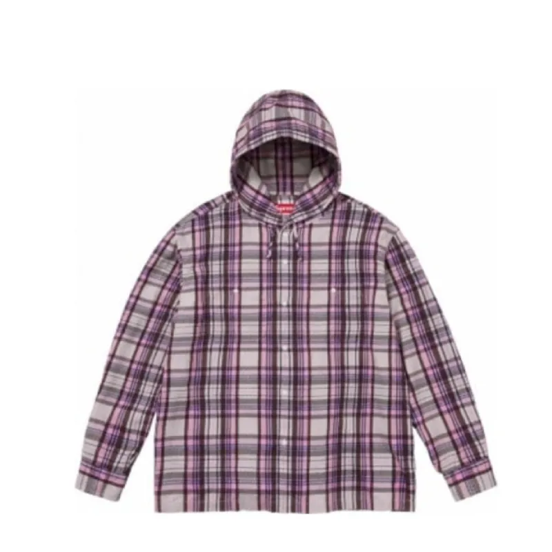 Supreme Printed Hooded Flannel Shirt 'Pink White' SUP-SS24-189 sold by KicksCrew