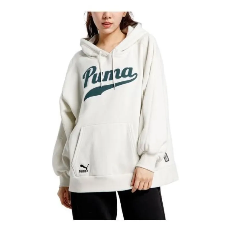(WMNS) Puma Word Logo Hoodie 'White' 536184-05 sold by KicksCrew