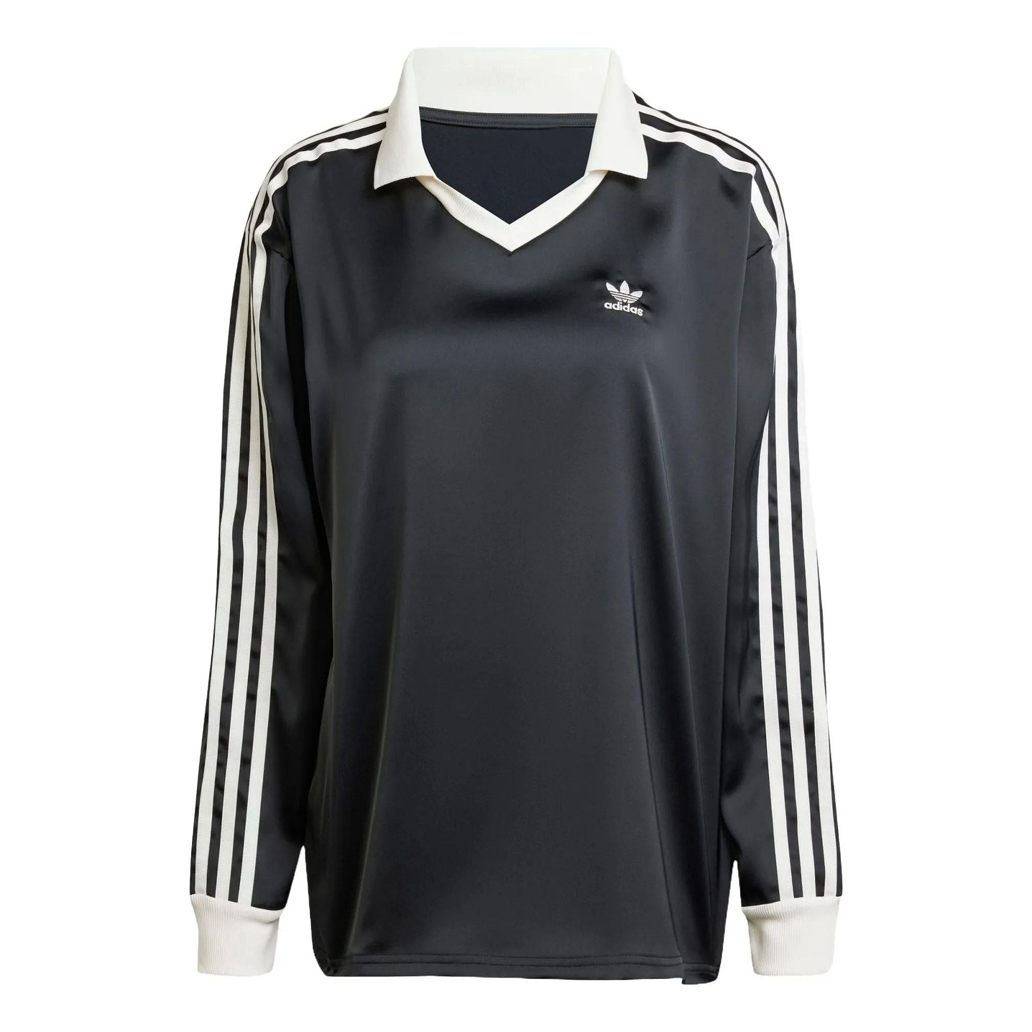 (WMNS) adidas 3-Stripes Satin Long Sleeve T-shirt Asia Sizing 'Black' IR6099 sold by KicksCrew