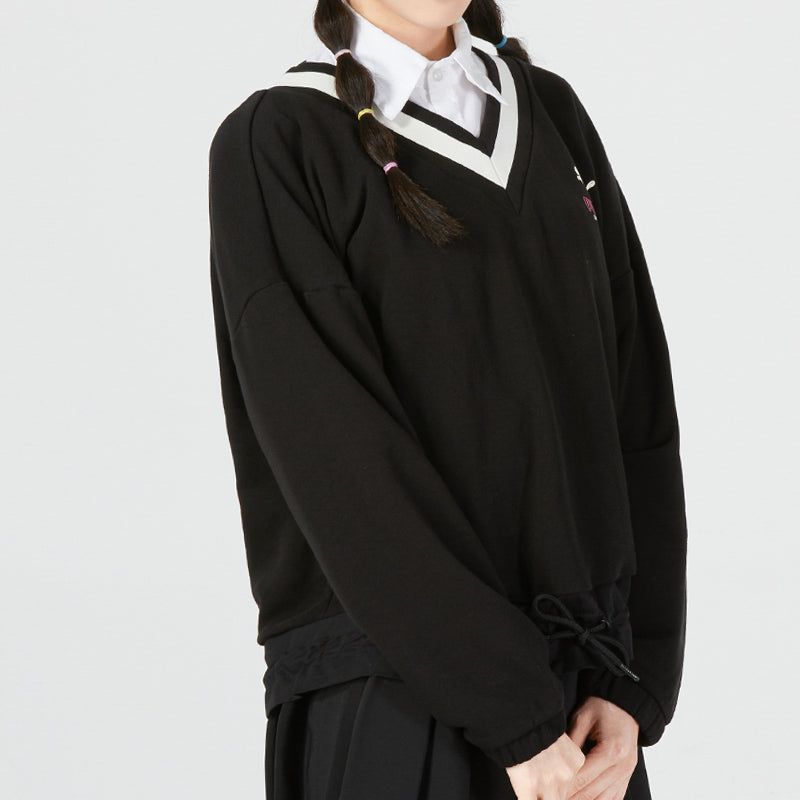 (WMNS) Puma Logo V neck Sweatshirt 'Black' 537524-01 sold by KicksCrew product image thumbnail 3