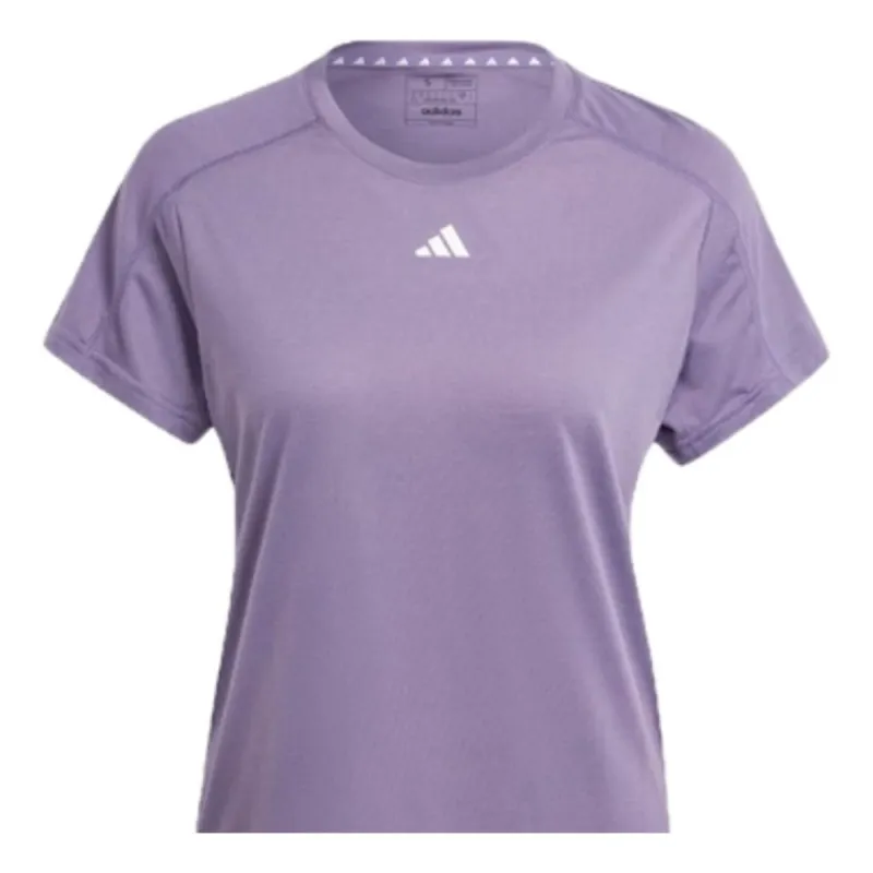 (WMNS) adidas AEROREADY Train Essentials Minimal Branding Crewneck T-Shirt 'Purple' IS3956 sold by KicksCrew