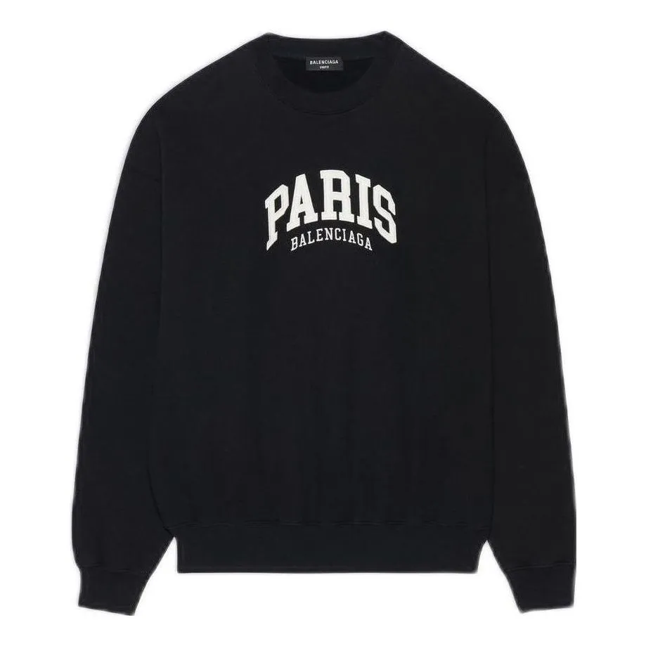 Balenciaga Cities Paris Crewneck Sweatshirt 'Black White' 676629TLVL81070 sold by KicksCrew