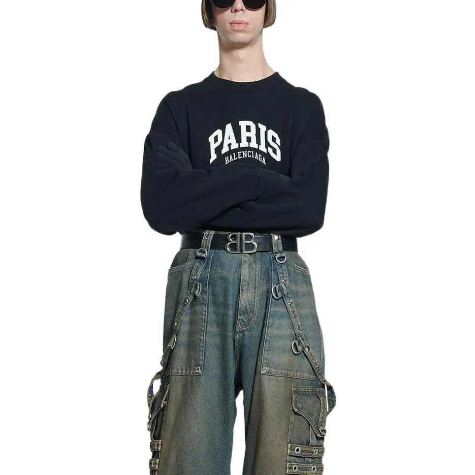 Balenciaga Cities Paris Crewneck Sweatshirt 'Black White' 676629TLVL81070 sold by KicksCrew product image thumbnail 3