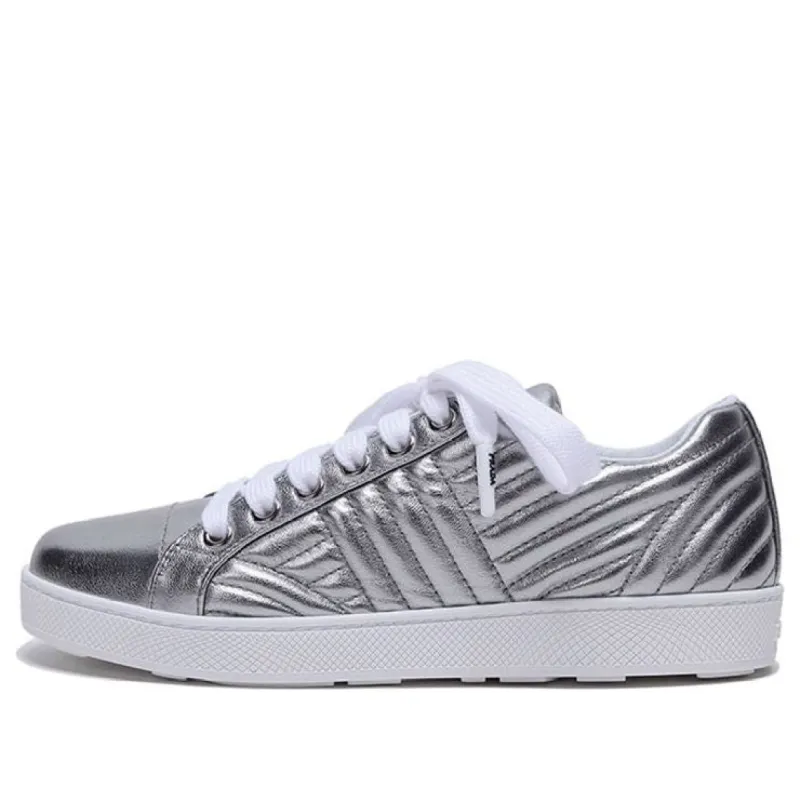 (WMNS) PRADA Leather Sneakers 'Silver' 1E254L_79A_F0135_F_005 sold by KicksCrew
