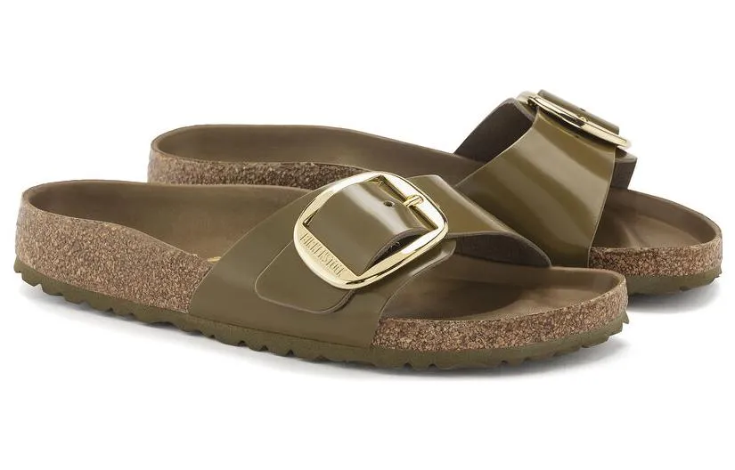 Birkenstock Madrid Big Buckle Natural Leather Narrow Fit Sandals 'Patent High Shine Mud Green' 1024144 sold by KicksCrew product image thumbnail 3