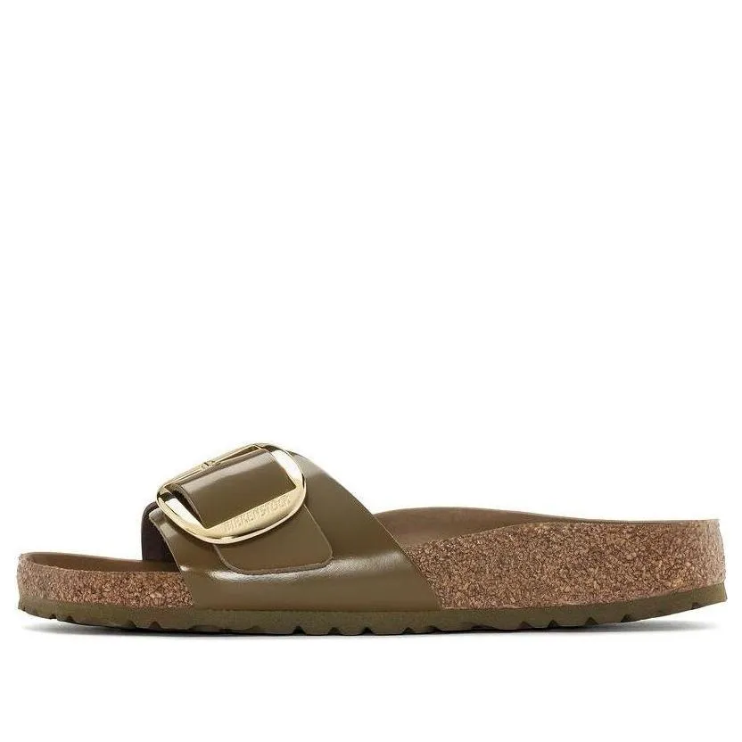 Birkenstock Madrid Big Buckle Natural Leather Narrow Fit Sandals 'Patent High Shine Mud Green' 1024144 sold by KicksCrew