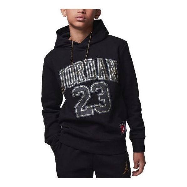 (GS) Air Jordan Fleece Pullover Hoodie 'Black Gold' FV3203-011 sold by KicksCrew