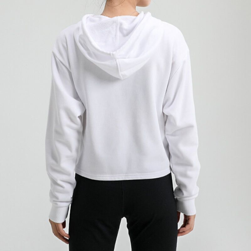 (WMNS) Puma Essentials+ Cropped Metallic Logo Fleece Hoodie 'White Silver' 586922-52 sold by KicksCrew product image thumbnail 4