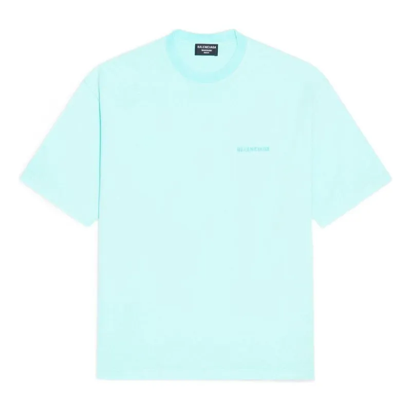 Balenciaga Logo T-Shirt Medium Fit 'Mint Tint' 612966TLVB93062 sold by KicksCrew