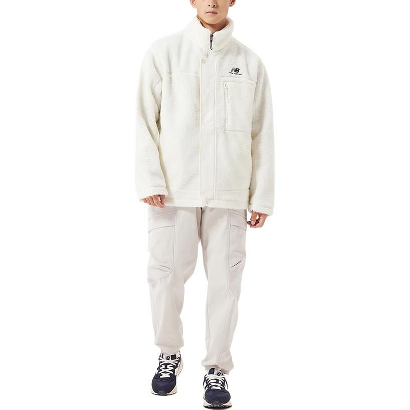 New Balance FW22 Logo Cotton Coat 'White Black' AMJ23351-CIC sold by KicksCrew product image thumbnail 3