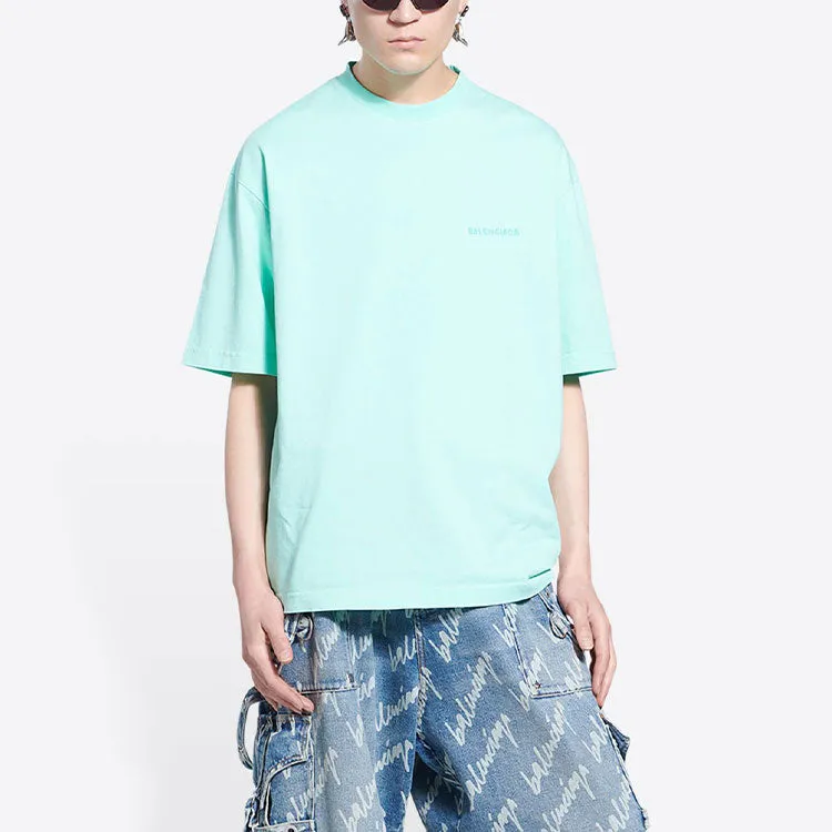 Balenciaga Logo T-Shirt Medium Fit 'Mint Tint' 612966TLVB93062 sold by KicksCrew product image thumbnail 4