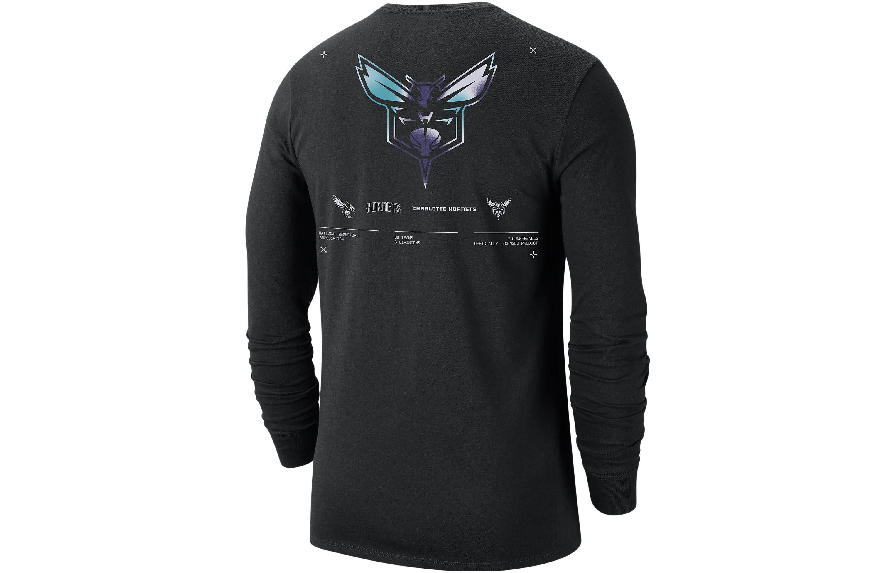 Air Jordan Charlotte Hornets NBA Long-Sleeve T-Shirt 'Black' DZ0338-010 sold by KicksCrew product image thumbnail 2