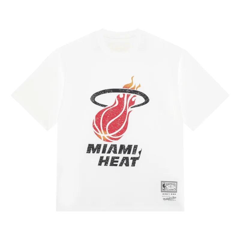 Mitchell & Ness x NBA Miami Heat Throwback Logo T-shirt 'White' MNJYSST230095-WHITE sold by KicksCrew
