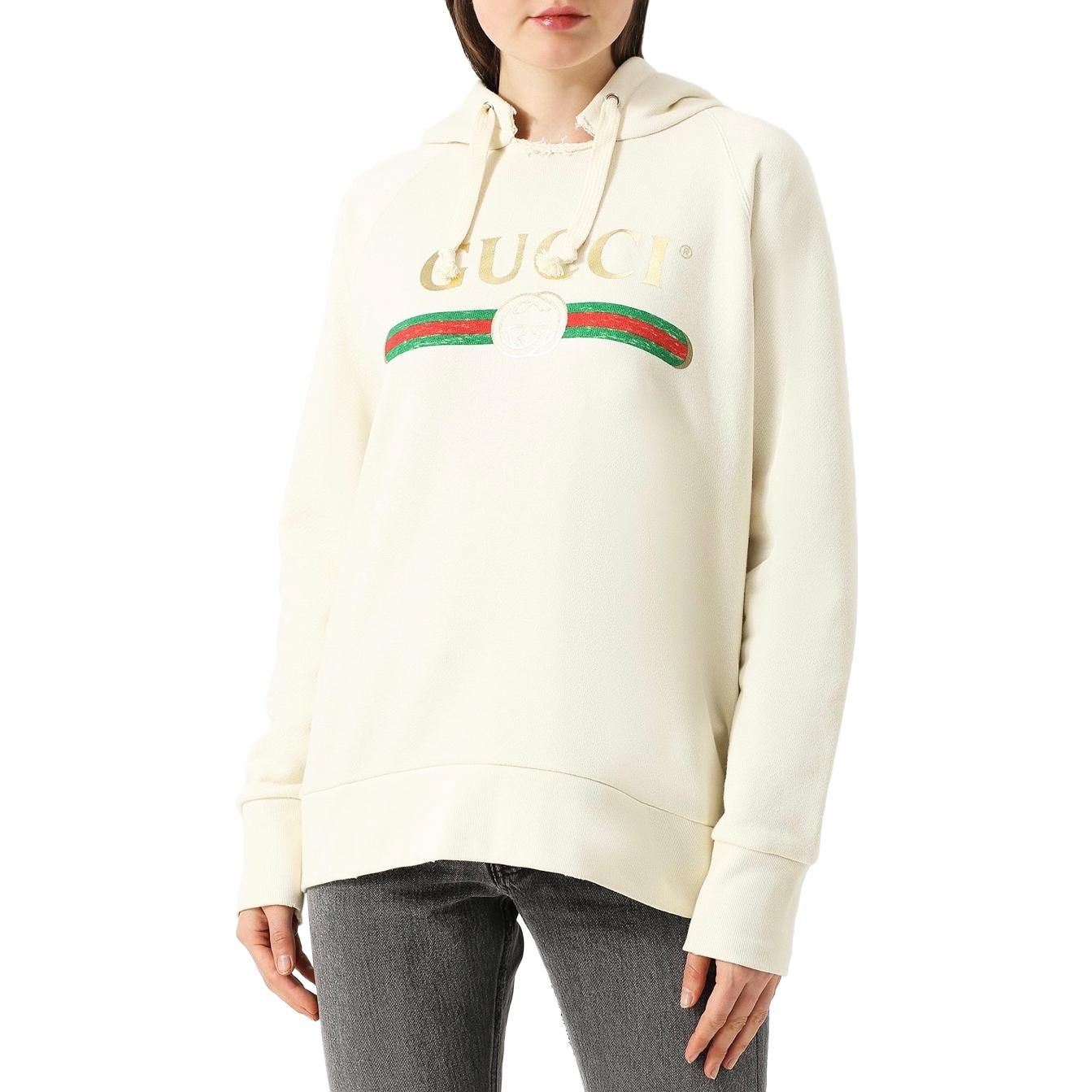 (WMNS) GUCCI Classic Gucci Logo Hoodie 'White' 457931-X5N71-9234 sold by KicksCrew product image thumbnail 2