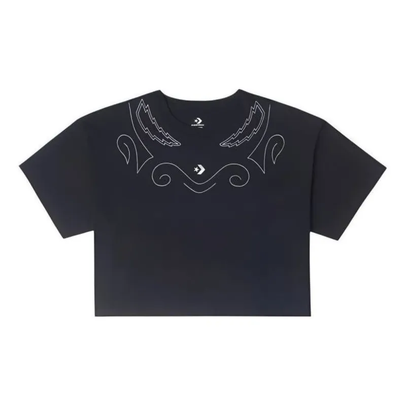 (WMNS) Converse Proud To Be Oversized Cropped T-Shirt 'Black' 10027209-A01 sold by KicksCrew