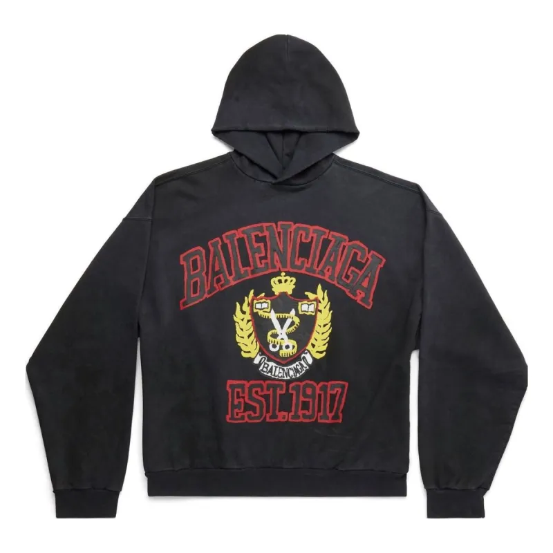 Balenciaga DIY College Hoodie 'Black' 744463TOVK21055 sold by KicksCrew