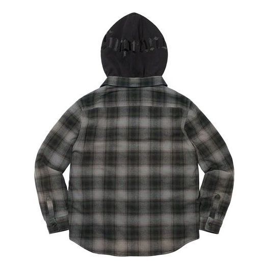 Supreme Hooded Flannel Zip Up Shirt 'Black Grey' SUP-FW21-263 sold by KicksCrew product image thumbnail 2
