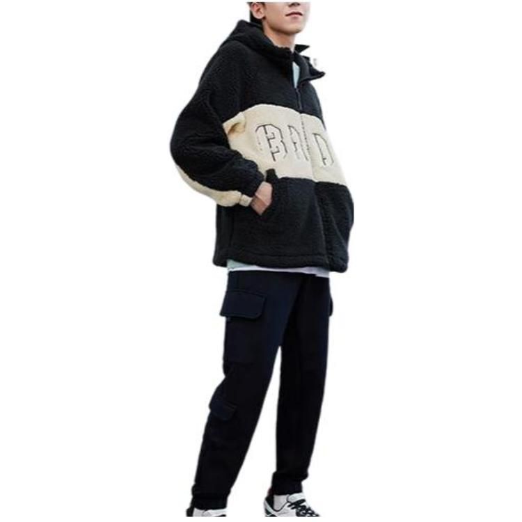 Li-Ning BadFive Logo Fleece Full Zip Jacket 'Black Beige' AFDSA69-4 sold by KicksCrew product image thumbnail 3