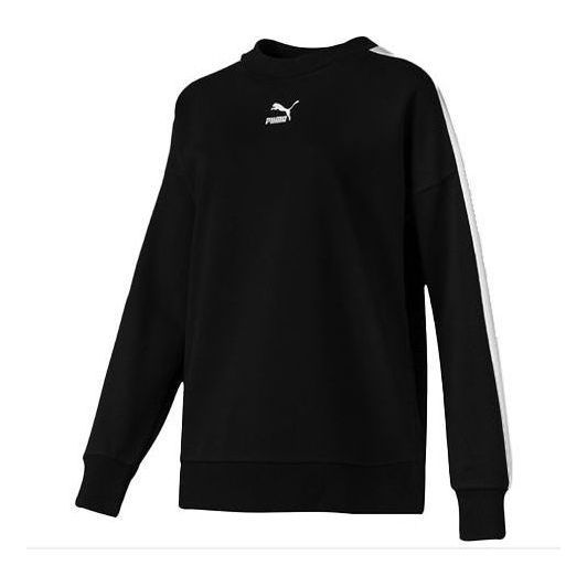 (WMNS) Puma Crew Neck Jumper Sweater 'Black White' 595932-01 sold by KicksCrew