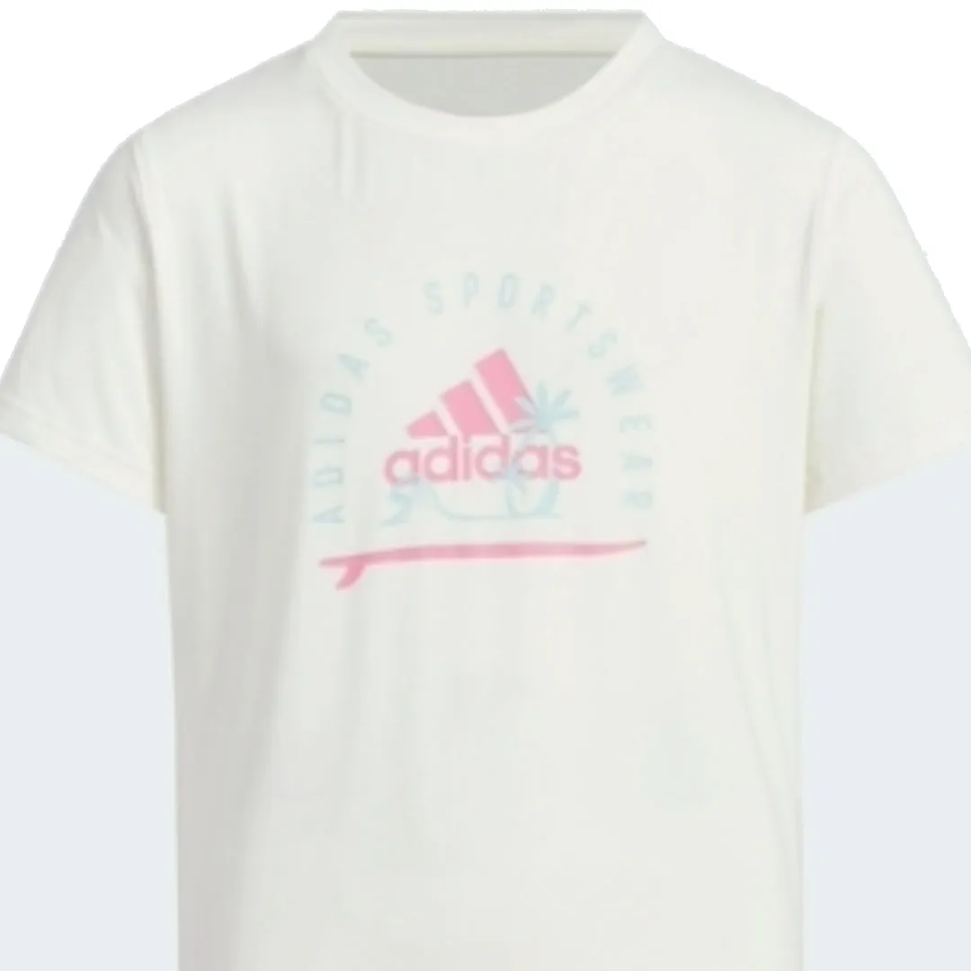 (GS) adidas Sportswear T-Shirt Asia Sizing 'White Pink' IT1807 sold by KicksCrew