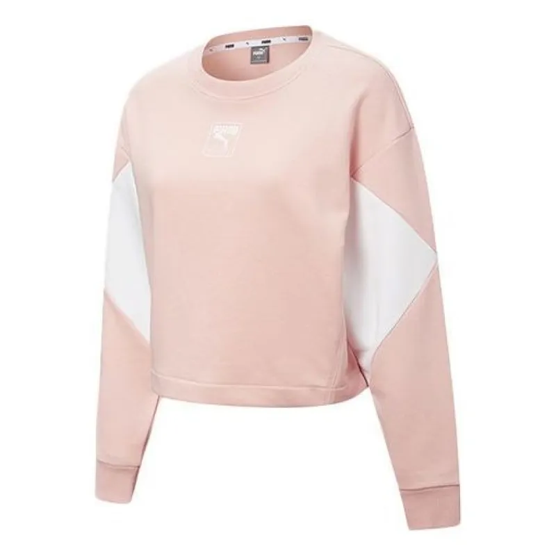 (WMNS) Puma Rebel Crew Cropped Training Sweatshirt 'Pink White' 586520-15 sold by KicksCrew