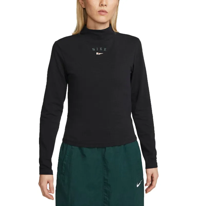(WMNS) Nike Sportswear Long-Sleeve Mock-Neck Top 'Black' FD0859-010 sold by KicksCrew