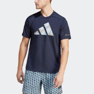 adidas x Marimekko Designed for Training T-shirt 'Navy' HR8208 sold by KicksCrew