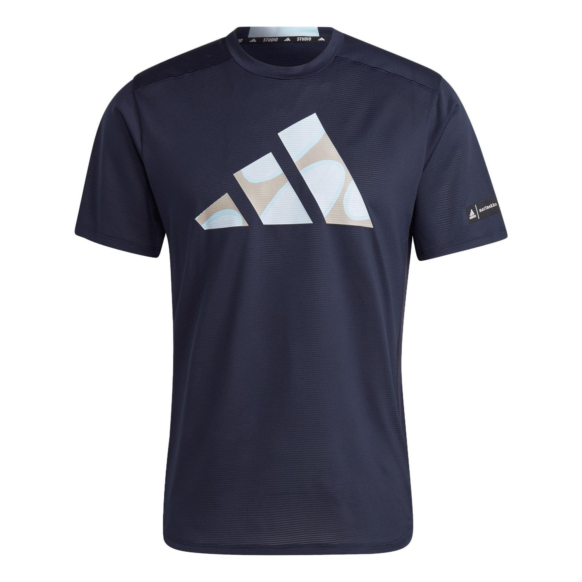 adidas x Marimekko Designed for Training T-shirt 'Navy' HR8208 sold by KicksCrew