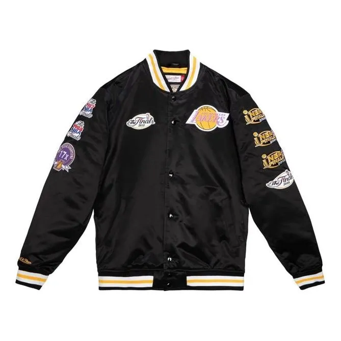 Mitchell & Ness NBA Los Angeles Lakers Champ City Satin Jacket 'Black' OJBF3232-LALYYPPPBLCK sold by KicksCrew