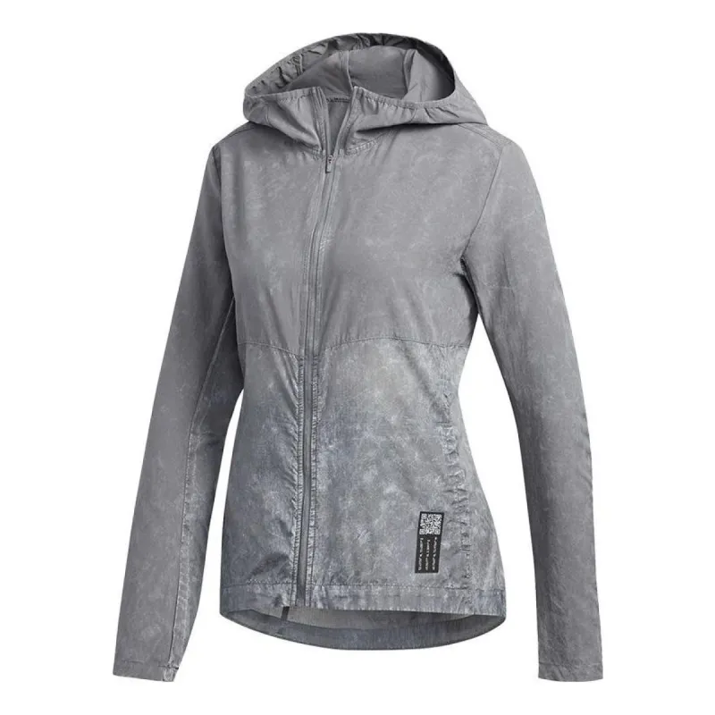 (WMNS) adidas Own The Run Hooded Wind Jacket Asia Sizing 'Grey' ED9302 sold by KicksCrew