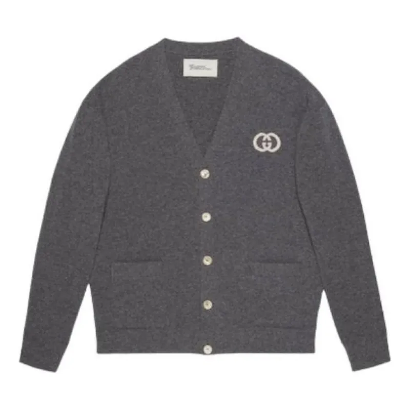 Gucci Knit Wool Cardigan With Interlocking G 'Grey' 774005-XKDXR-1209 sold by KicksCrew