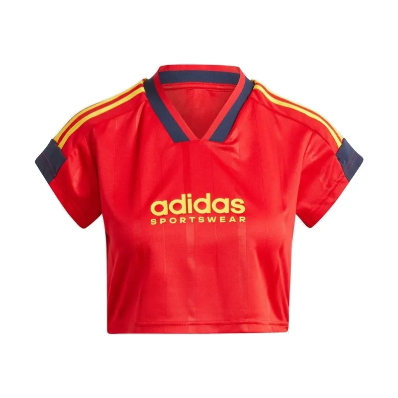 (WMNS) adidas Tiro Cut 3-Stripes Crop Jersey 'Red Black' IZ2091 sold by KicksCrew