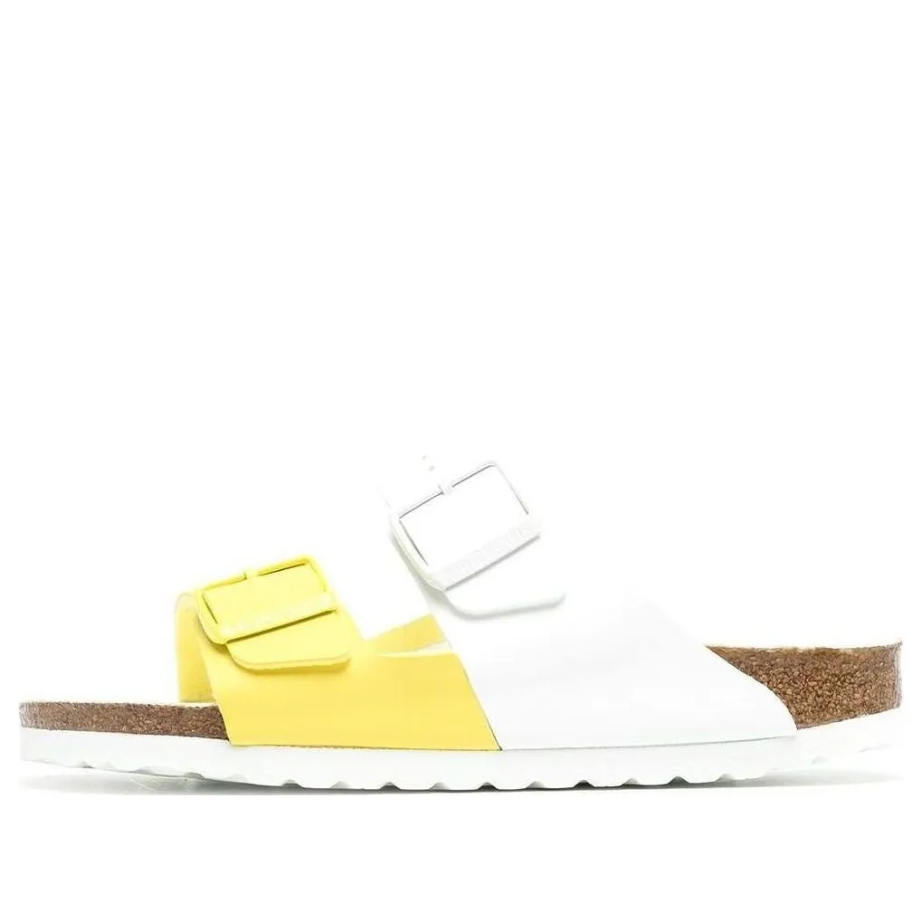 (WMNS) Birkenstock Arizona Split Birko Flor Narrow Fit Sandals 'White Lime Sour ' 1019754 sold by KicksCrew
