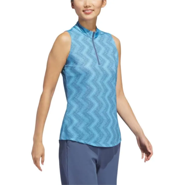 (WMNS) adidas Ultimate365 Ottoman Printed Sleeveless Polo Shirt 'Blue' IP4231 sold by KicksCrew product image thumbnail 2