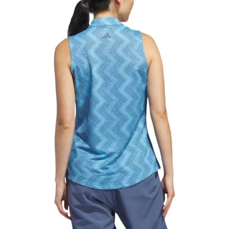 (WMNS) adidas Ultimate365 Ottoman Printed Sleeveless Polo Shirt 'Blue' IP4231 sold by KicksCrew product image thumbnail 4