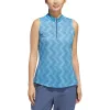 (WMNS) adidas Ultimate365 Ottoman Printed Sleeveless Polo Shirt 'Blue' IP4231 sold by KicksCrew
