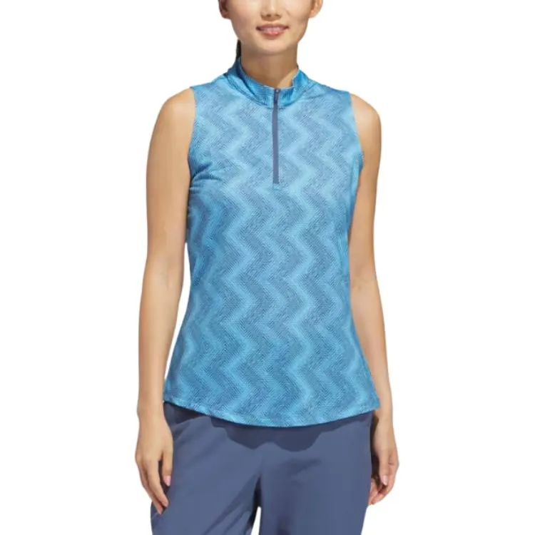 (WMNS) adidas Ultimate365 Ottoman Printed Sleeveless Polo Shirt 'Blue' IP4231 sold by KicksCrew product image thumbnail 3