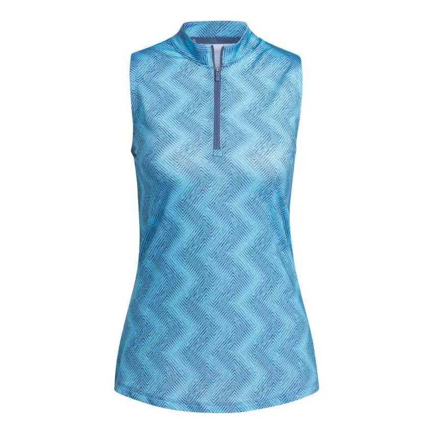 (WMNS) adidas Ultimate365 Ottoman Printed Sleeveless Polo Shirt 'Blue' IP4231 sold by KicksCrew