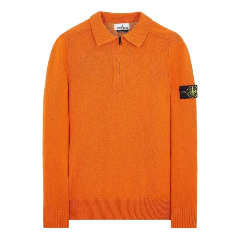 STONE ISLAND LogoCotton Half-Zip Polo Shirt 'Orange' 7815529D3-V0073 sold by KicksCrew