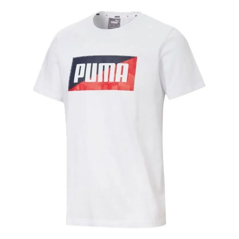 Puma Flock Graphic T-shirt 'White Blue Red' 586044-52 sold by KicksCrew