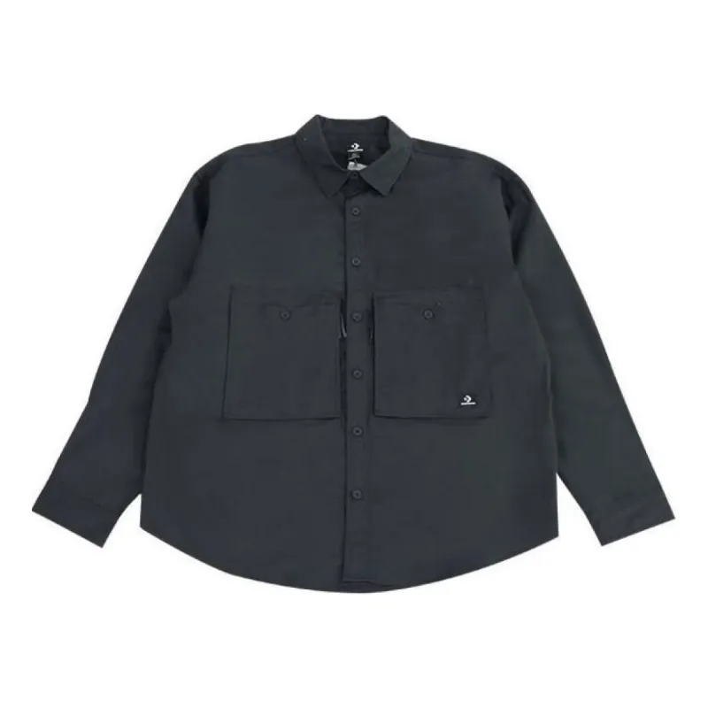 Converse Cotton Long Sleeve Shirt 'Black' 10027258-A01 sold by KicksCrew