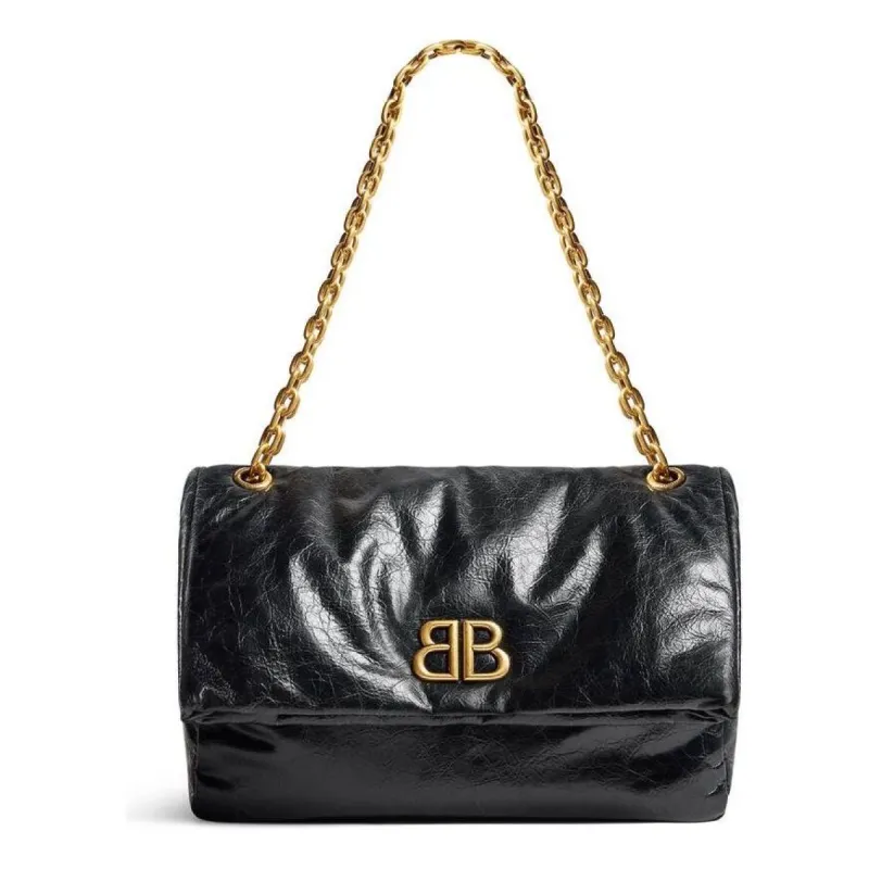 (WMNS) Balenciaga Monaco Medium Chain Bag 'Black' 7659452AAR81000 sold by KicksCrew