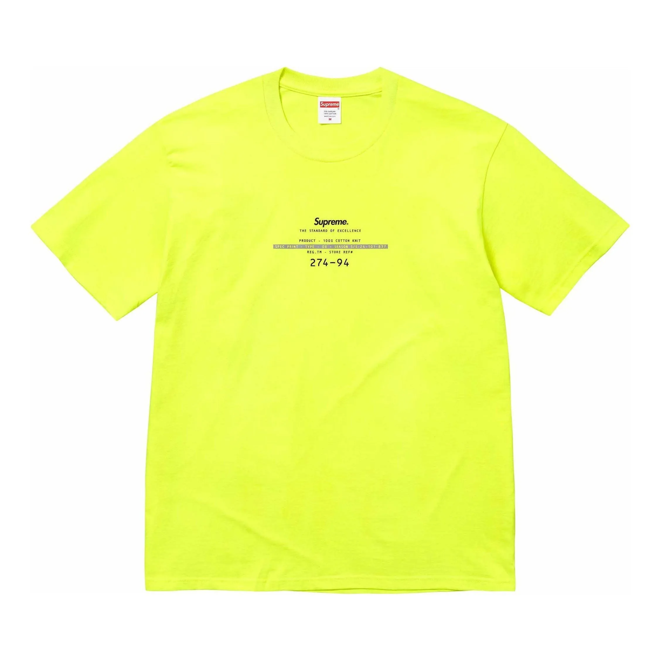 Supreme Standard T-Shirt 'Yellow' SUP-SS24-032 sold by KicksCrew