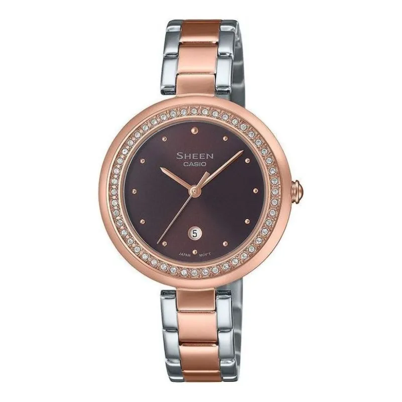 (WMNS) CASIO Analog 'Silver Saphire Crystal Rose Gold' SHE-4556SPG-5A sold by KicksCrew